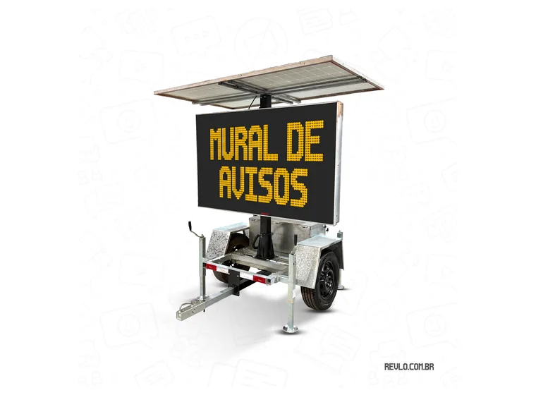 Painel de Mensagem Variável Móvel — vista completa do equipamento
